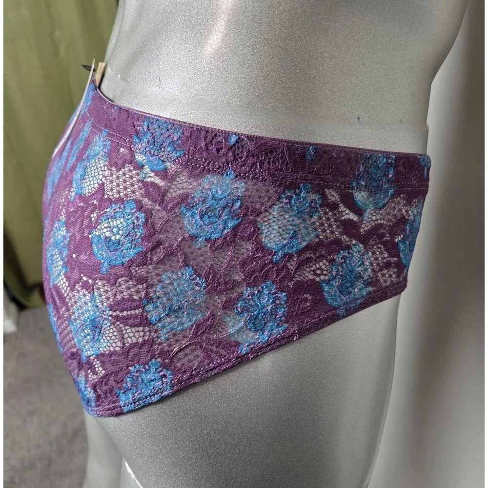 Cosabella Mens Purple Blue‎ Floral Lace Low Rise Briefs Underwear New